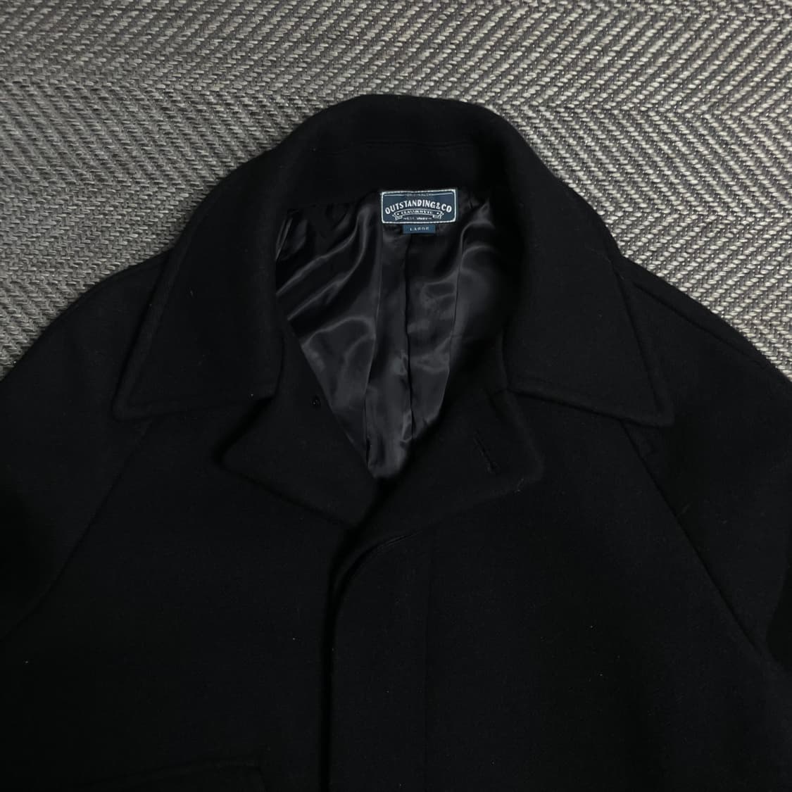 아웃스탠딩 울 혼방 발마칸 롱 코트 블랙y 5328 상품이미지5