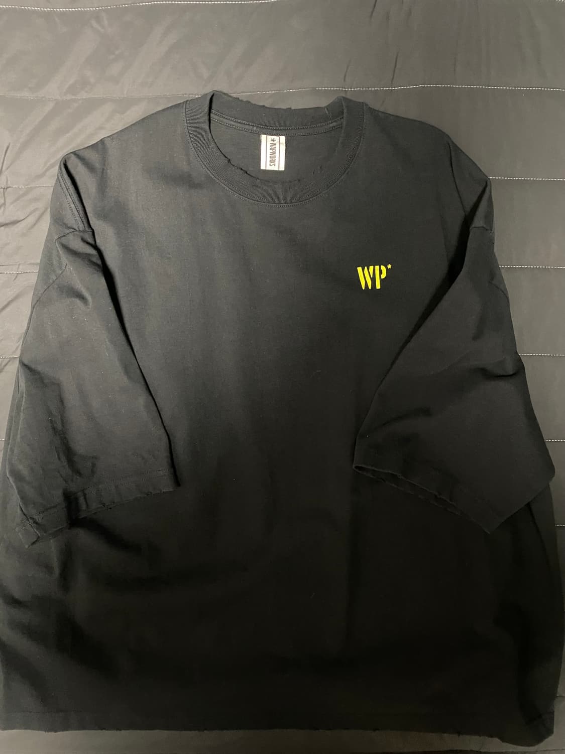 wapworks w082 와이드 크롭 탑 블랙 상품이미지2