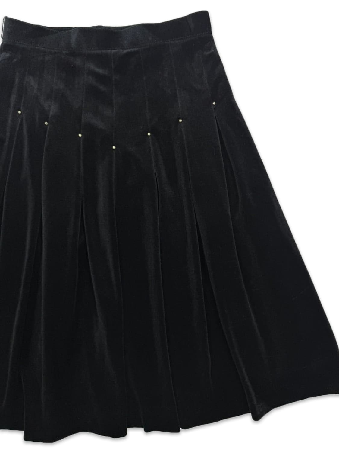 빈티지 블랙 벨벳 스터드 플리츠 플레어 미디 스커트 상품이미지2