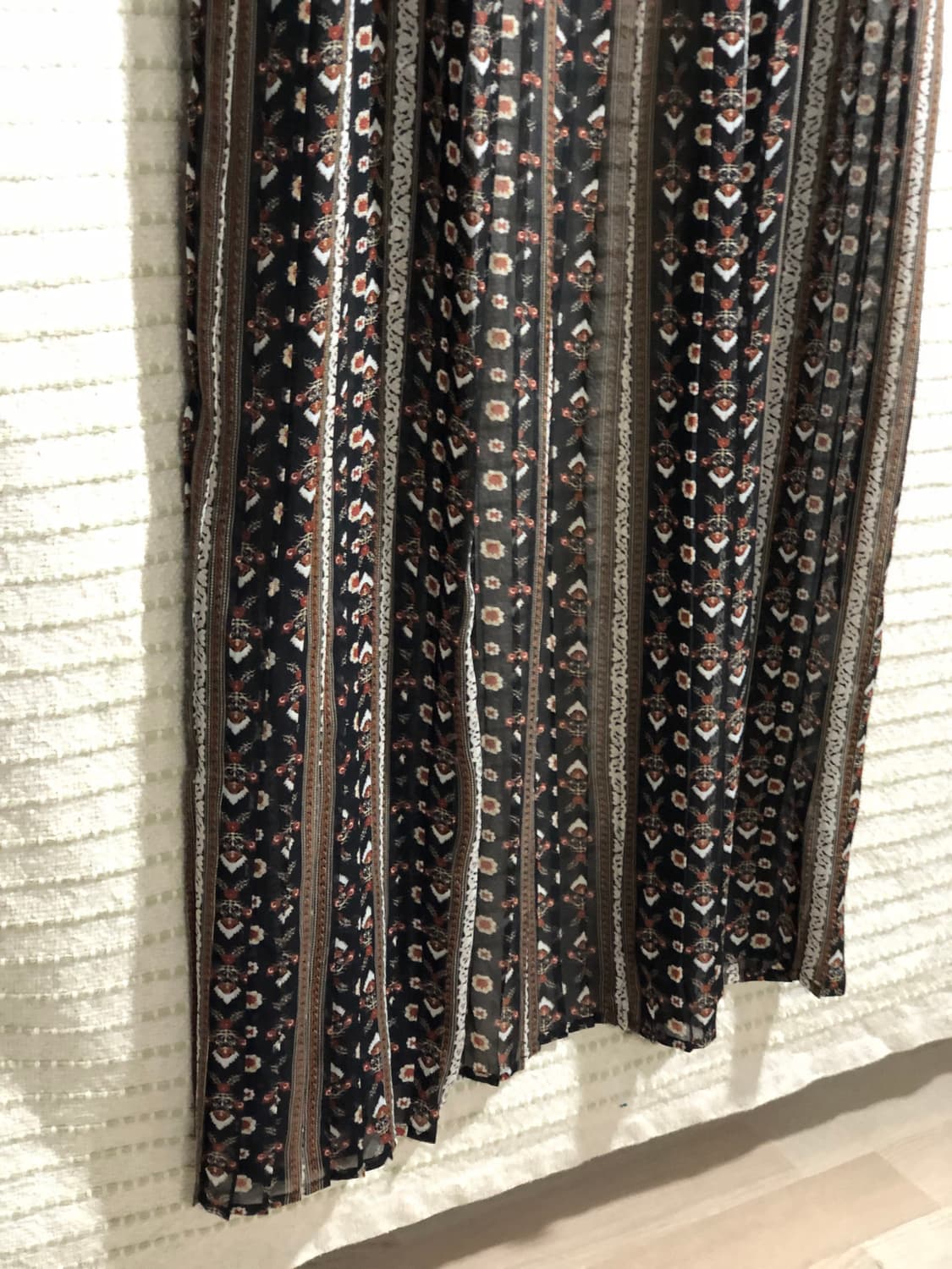 일본 빈티지 히피 보헤미안 블랙 플라워 패턴 쉬폰 원피스 로브 상품이미지5