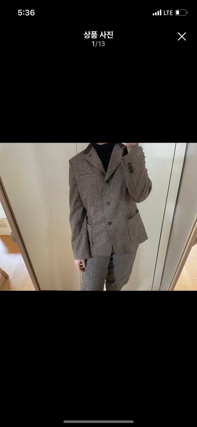 비꼴리끄 헤링본 브라운 자켓 팬츠 원피스 셋업 하객룩 승마복 라보빈티지 상품이미지1