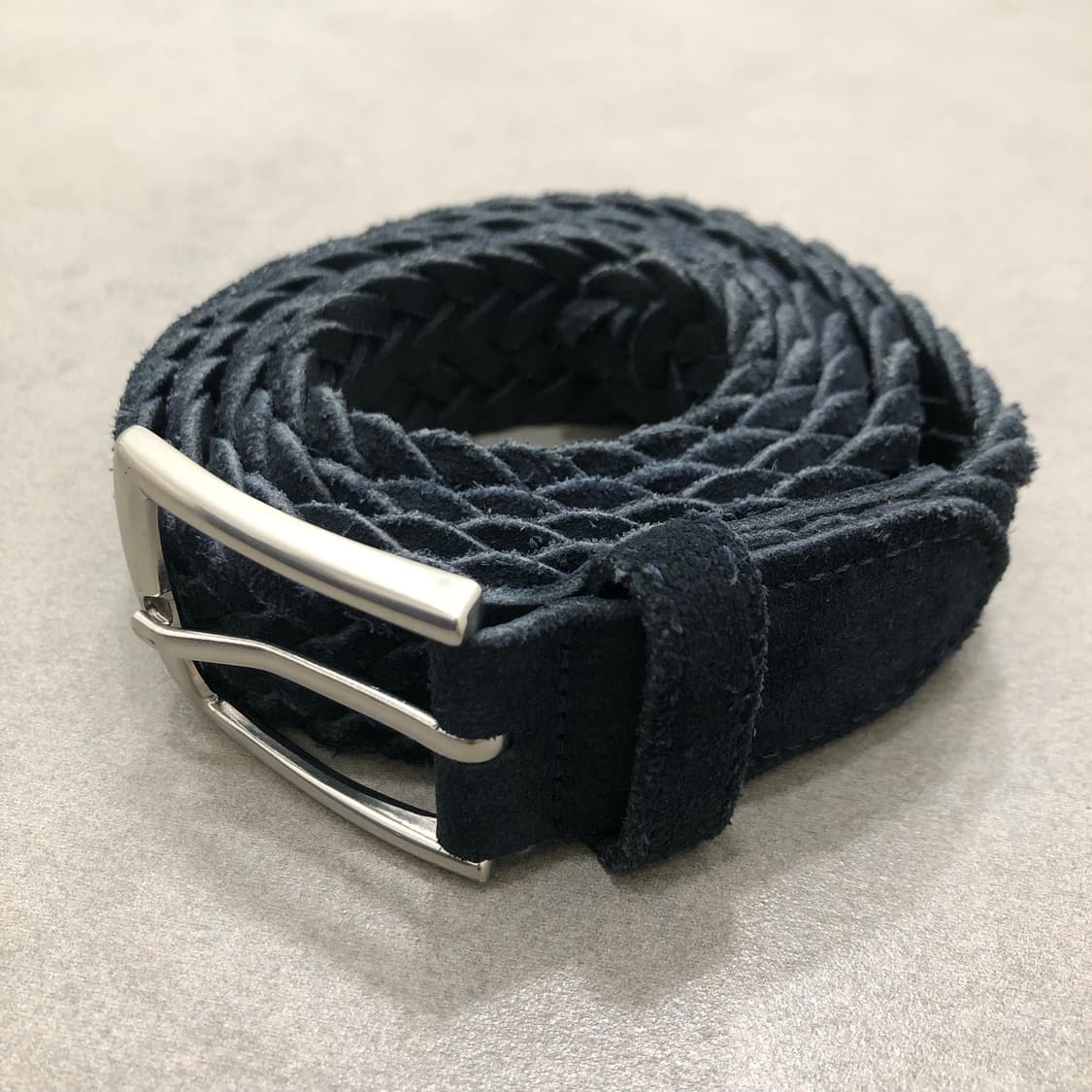 마시모두띠 스웨이드 가죽 레더 위빙 벨트 네이비 100 상품이미지1