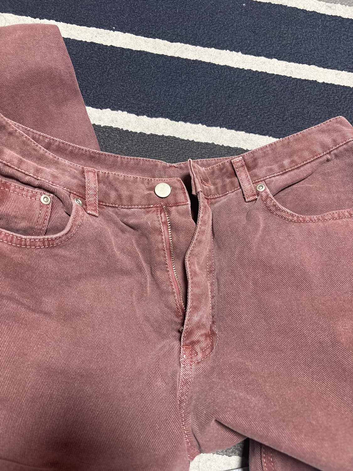 인템포무드 어글리 다잉 컬러 데님(버건디) 상품이미지3