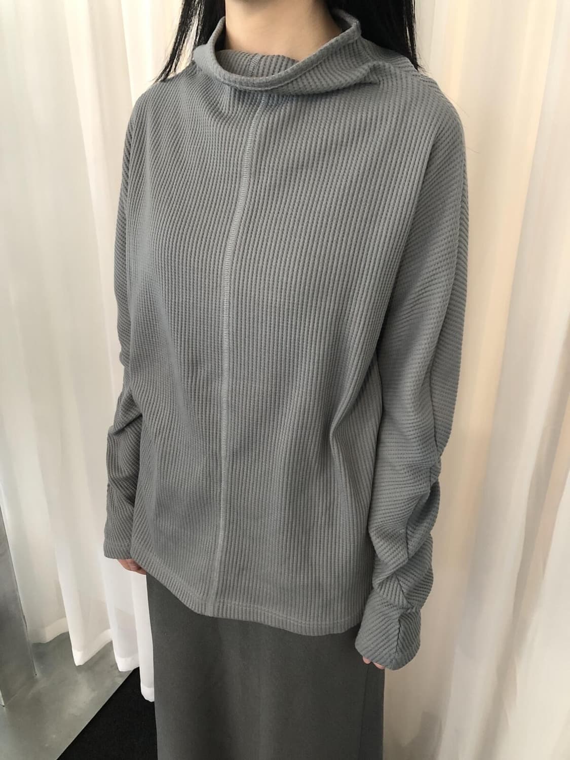 지초이 24-001 WAFFLE LONG SLEEVE (DOVE) 상품이미지2