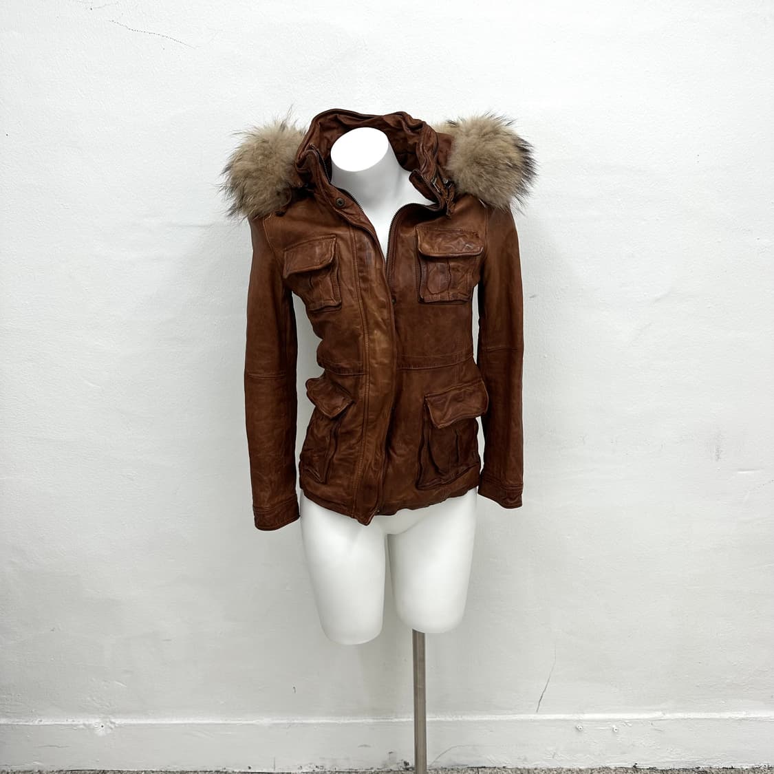 caramel sheep skin leather fur jacket 상품이미지2
