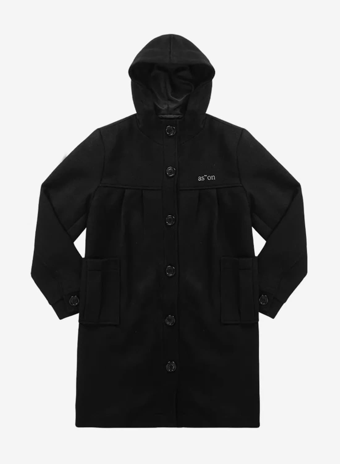 애즈온 ason allo hood long coat 후드 롱 코트 블랙 상품이미지2