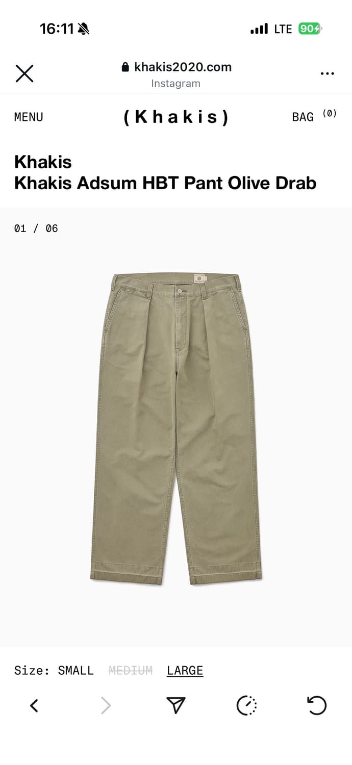Khakis Adsum HBT Pant Olive Drab Large 상품이미지3