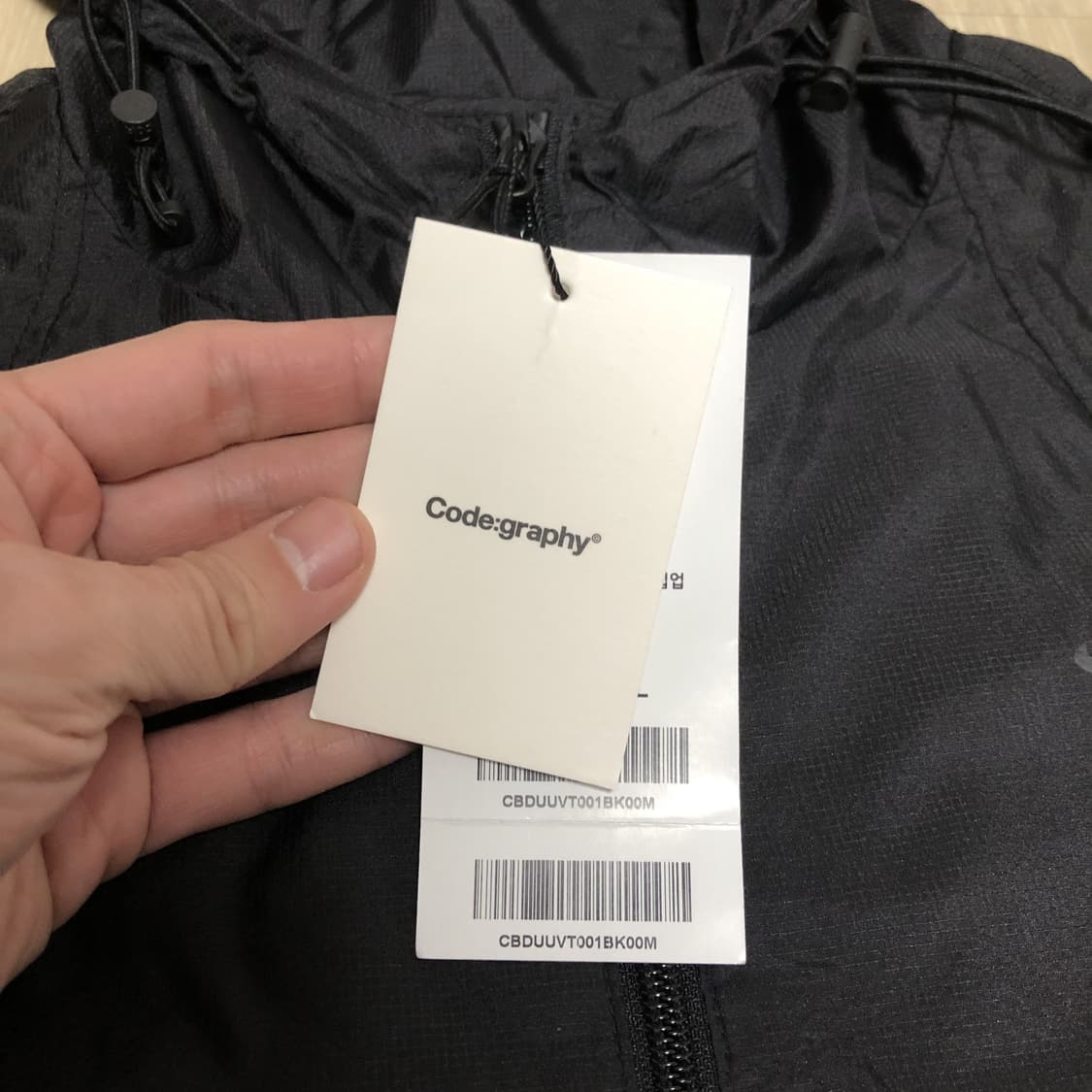 (M) 새상품 코드그라피 유틸리티 경량 후드 베스트 집업 블랙 상품이미지3