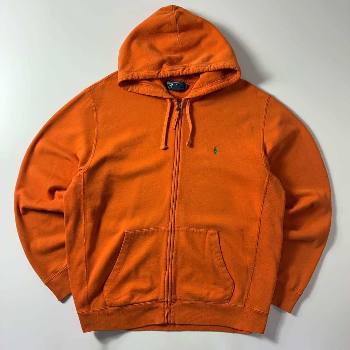 Polo  폴로 랄프로렌 90,s 자수 코튼 오렌지 후드집업  상품이미지1
