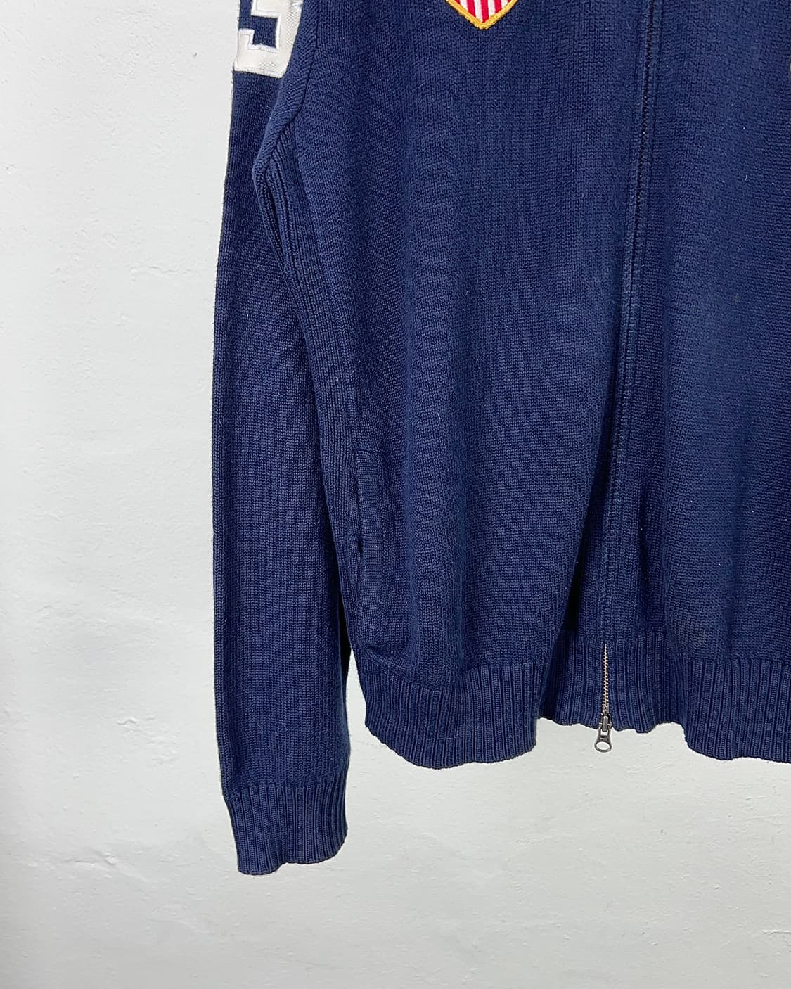 폴로 랄프로렌 네이비 빅 포니 USA 모크 풀집업 니트 자켓 상품이미지4