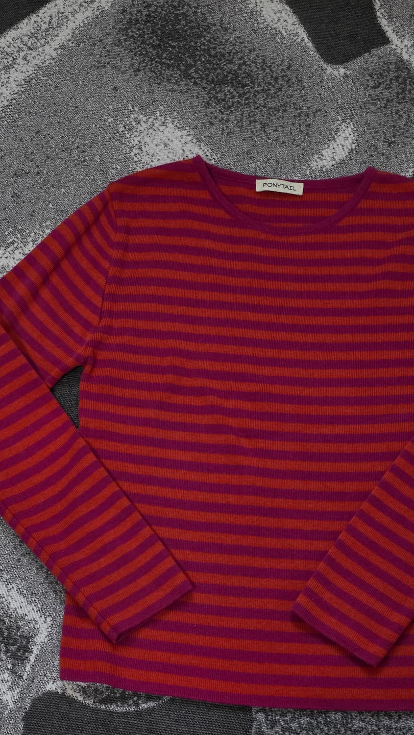 포니테일 ponytail 스트라이프 니트티 드래곤후르츠 색상 상품이미지2