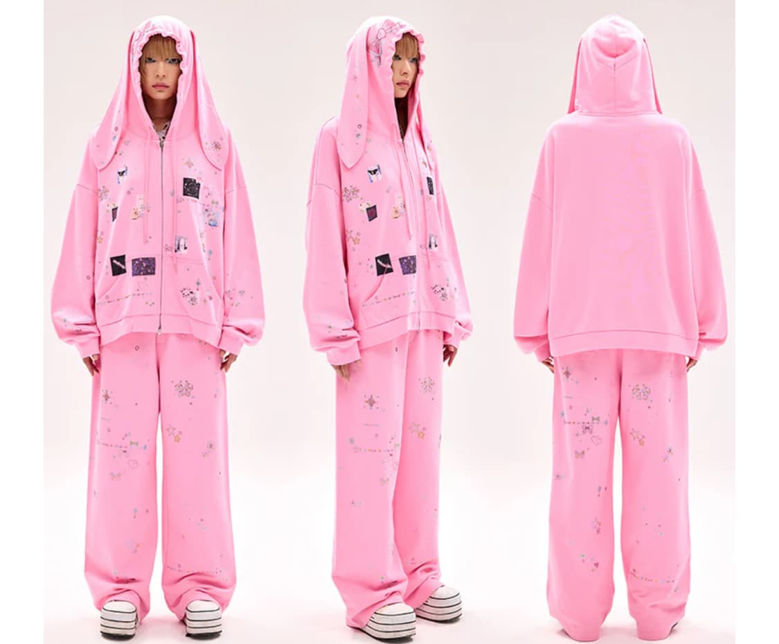 (셋업) 씨피어스 스티커 버니 후디&팬츠 M사이즈 상품이미지3