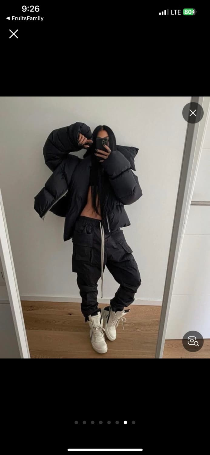 릭오웬스 여성 숏머플러 패딩 블랙 퍼넬넥 40 상품이미지8