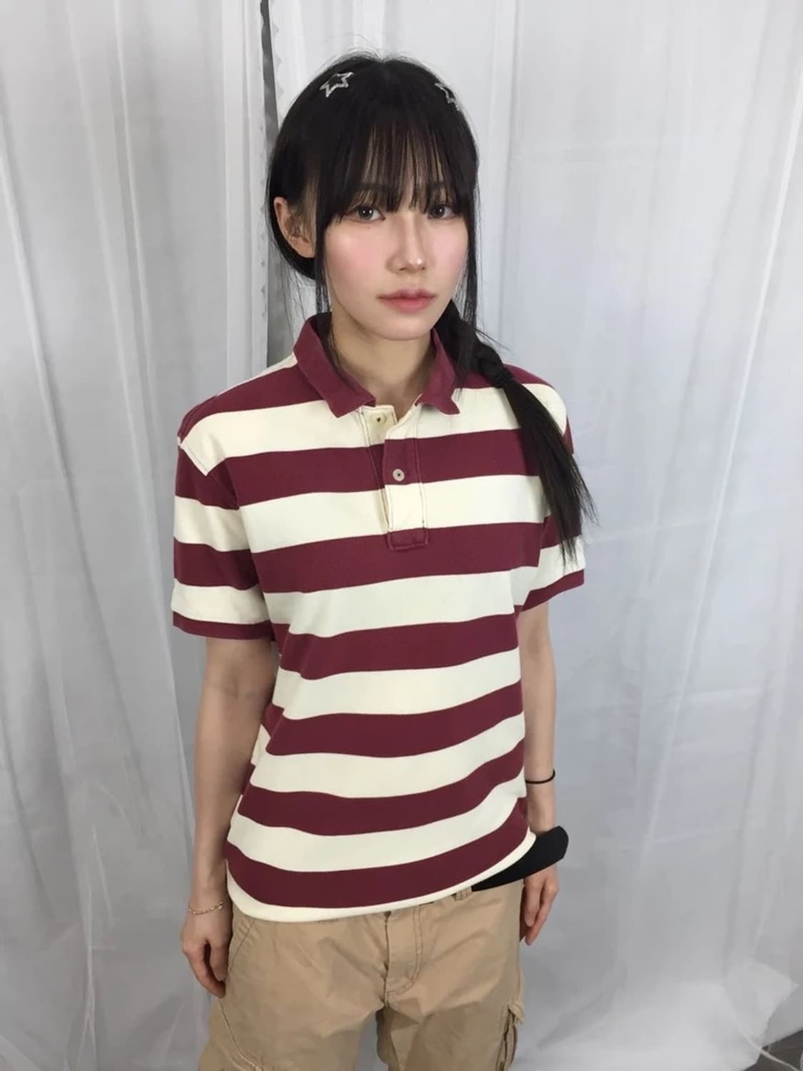J.CREW Burgundy Stripe Polo Shirt 상품이미지2