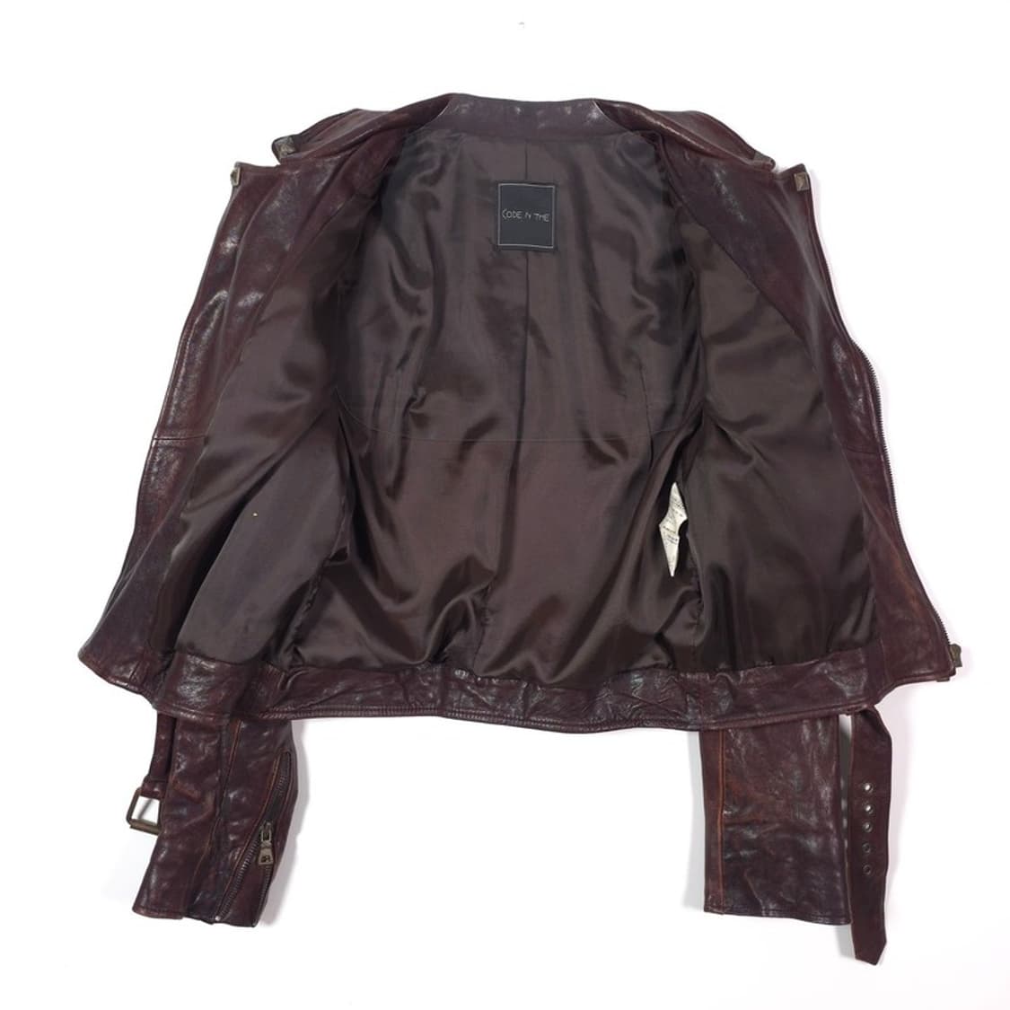 CODE N THE 천연 양가죽 빈티지 벨티드 라이더 자켓 S 상품이미지5