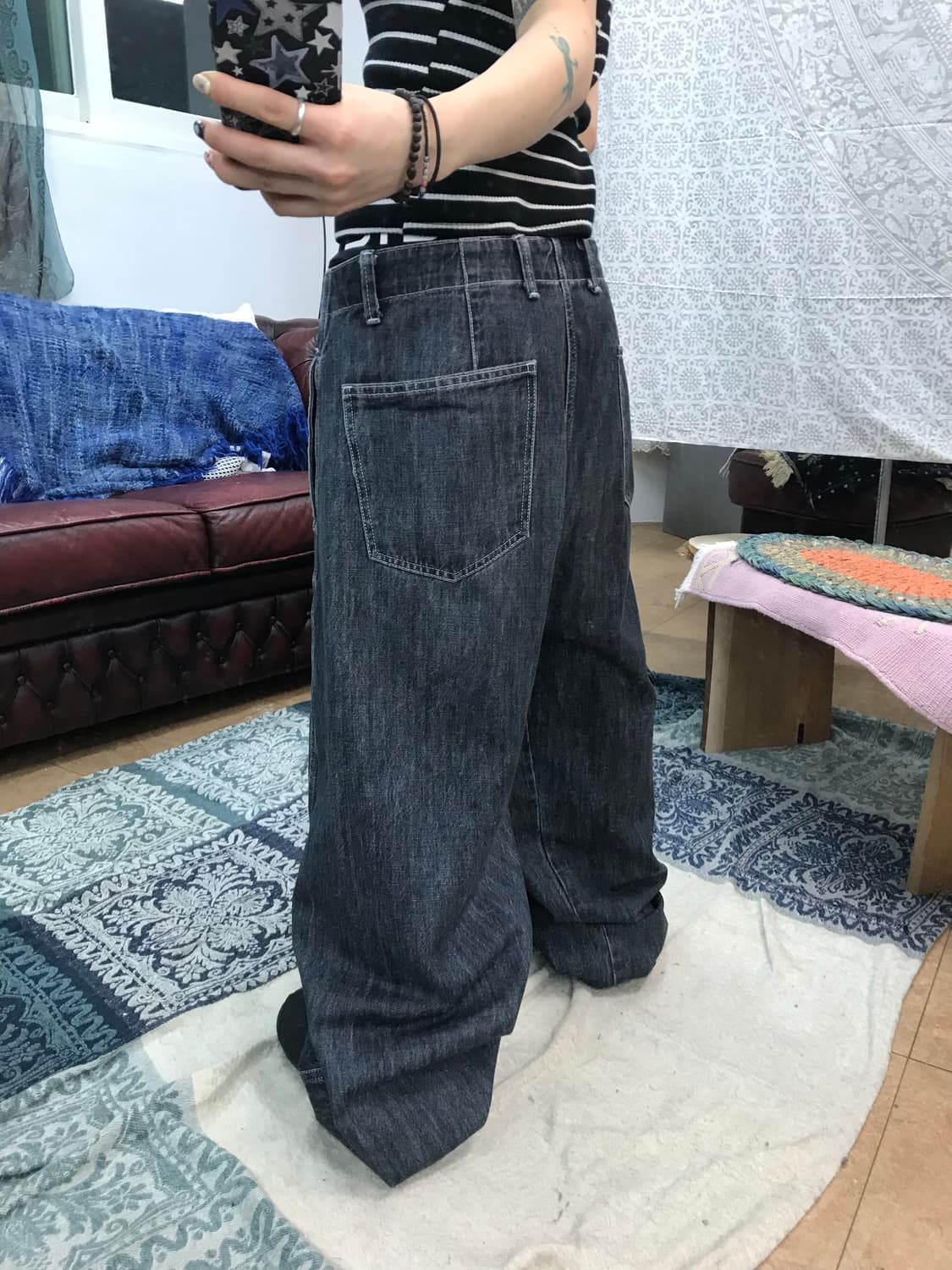 페이탈리즘 워싱 와이드 데님팬츠  상품이미지2