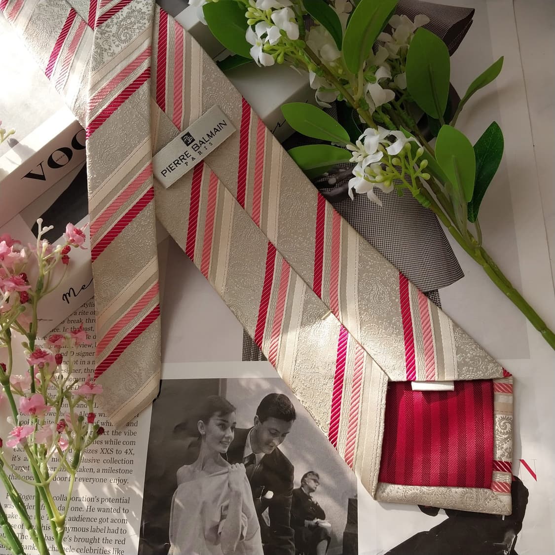 발망 실크 아이보리 레지멘탈 자카드 넥타이 9.1cm A등급 K1656
 상품이미지6