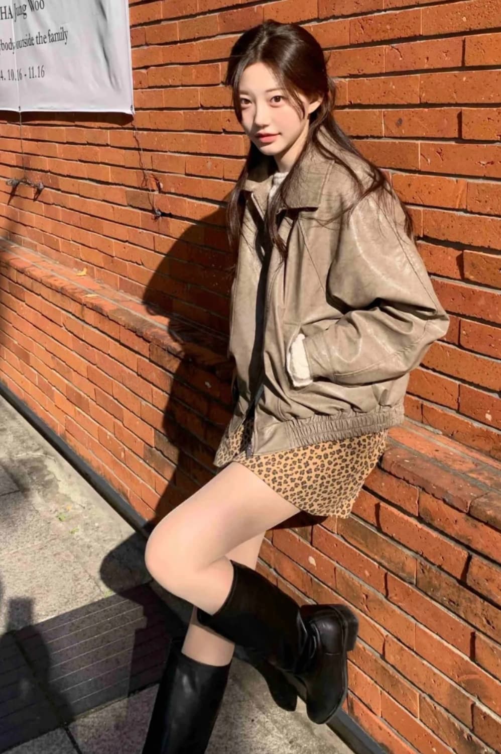 제니오 에밀리 레더자켓 애쉬카키 상품이미지2