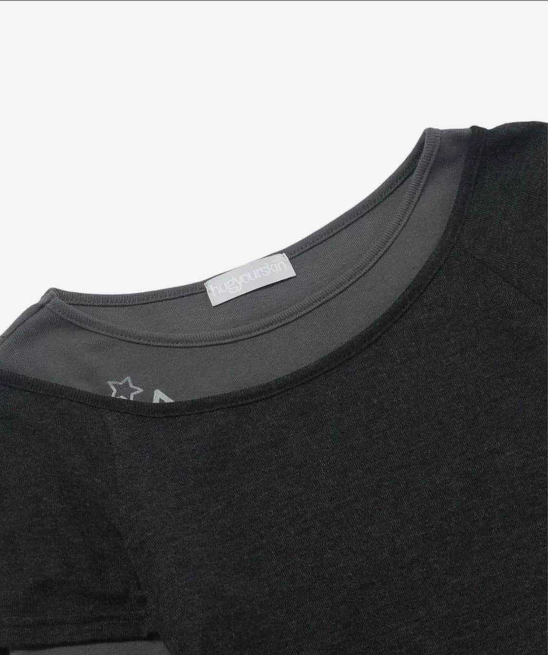 [새상품] 허그유어스킨 레이어드 스타 티셔츠 차콜 상품이미지3