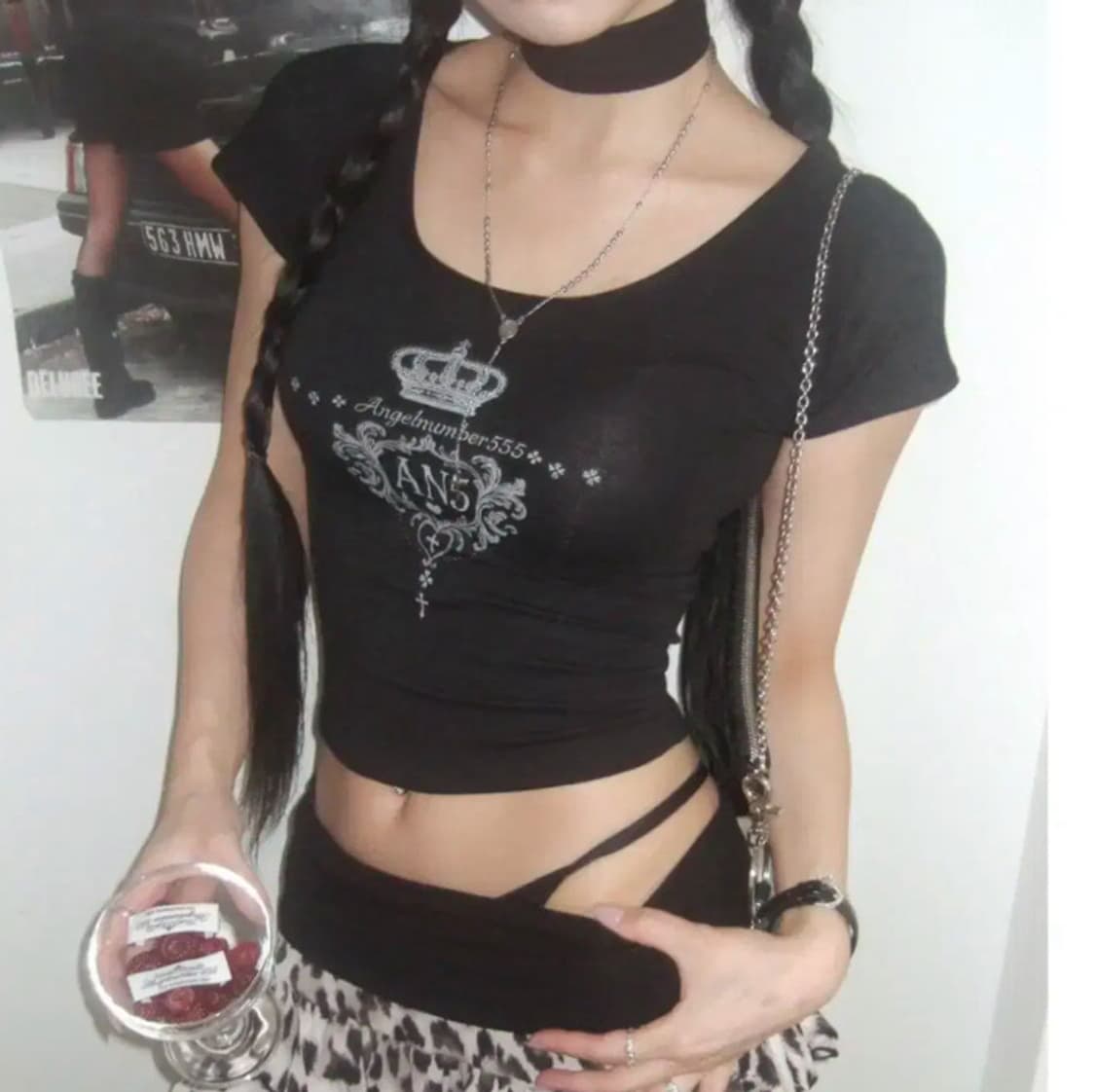 새상품 엔젤넘버555 angelnumber555 An5 슬림 티셔츠 블랙 상품이미지1