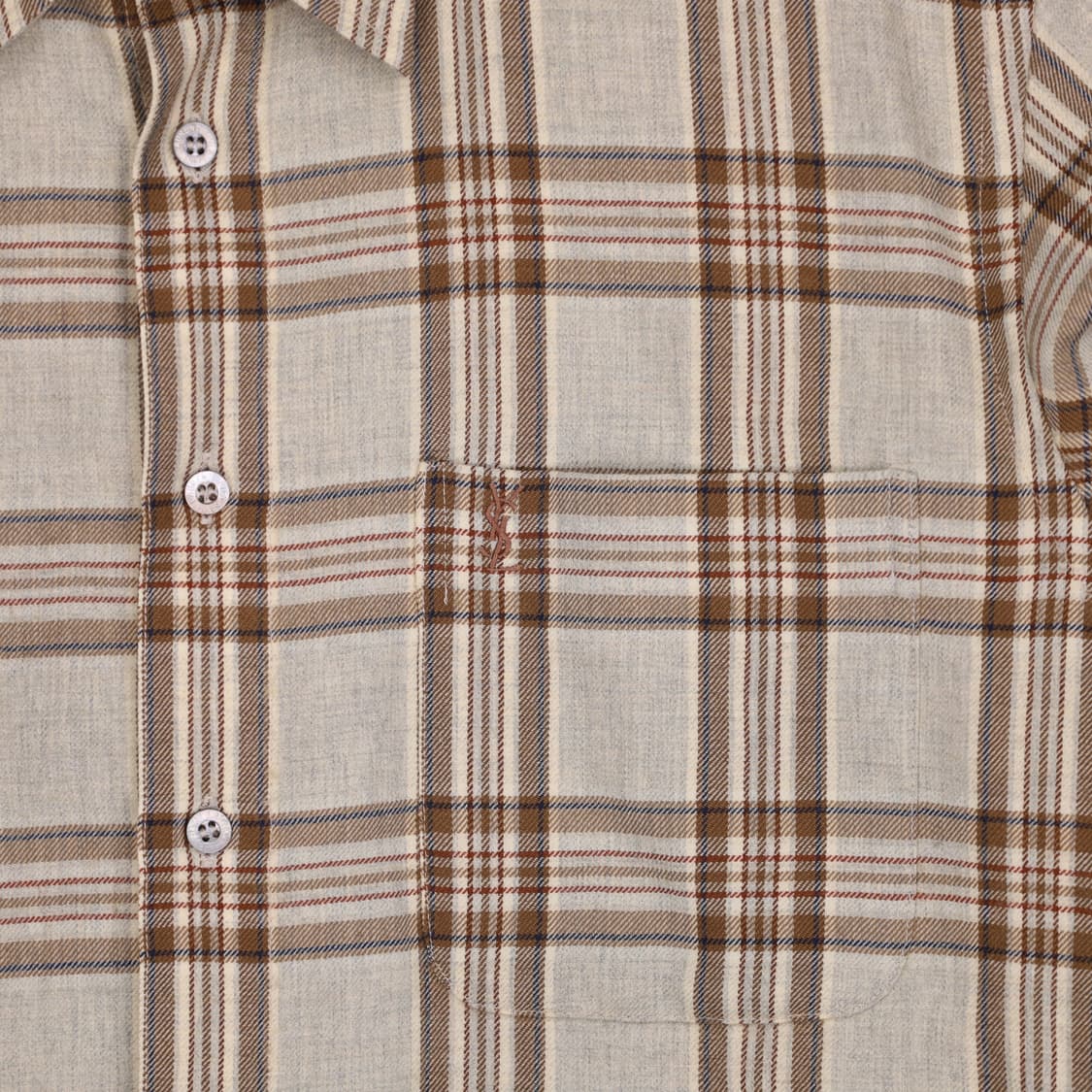 100 입생로랑 YSL 로고 포켓 플레이드 체크 셔츠 4177 상품이미지5