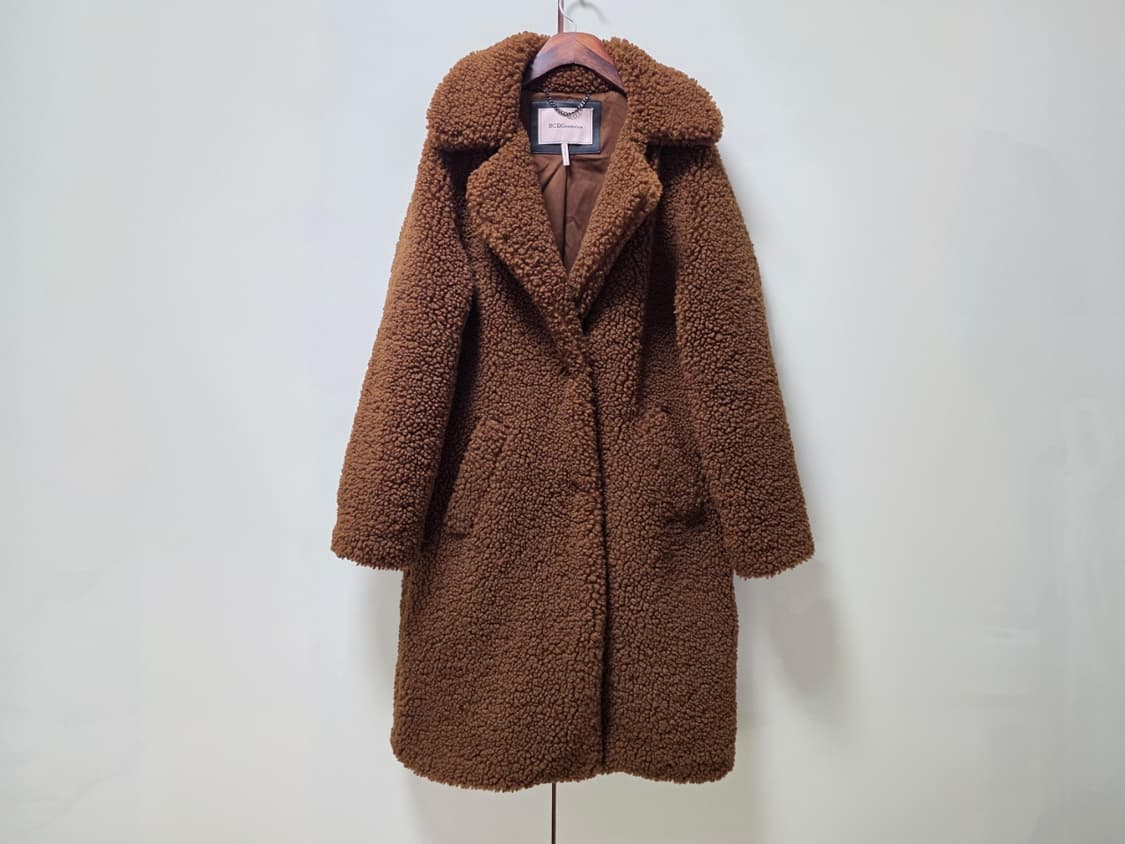 비씨비지 OATMEAL BROWN 쉐르파 뽀글이 롱코트 M
 상품이미지4