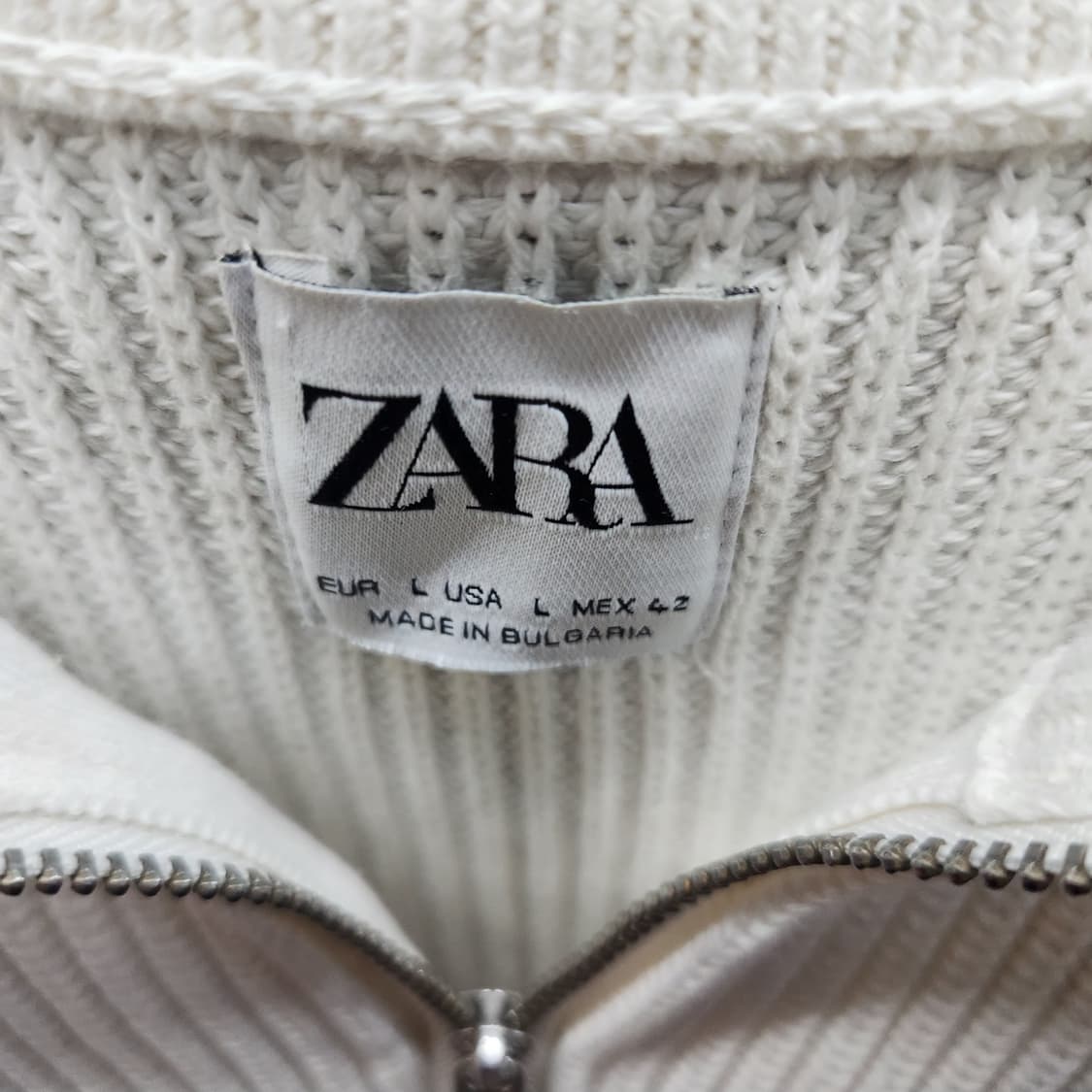 자라 ZARA 반집업 코튼 니트 L(XL) 상품이미지6