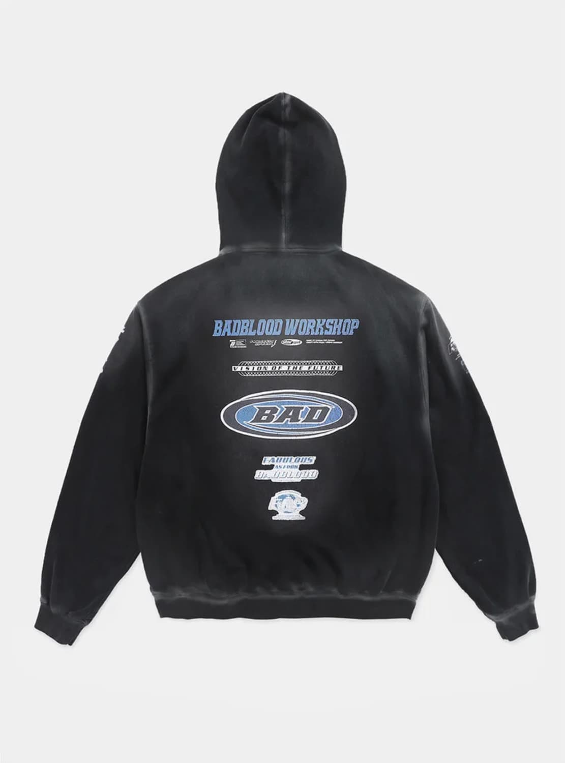 배드블러드 F2 올드이펙트 후드 - 블랙/블루 L 상품이미지2