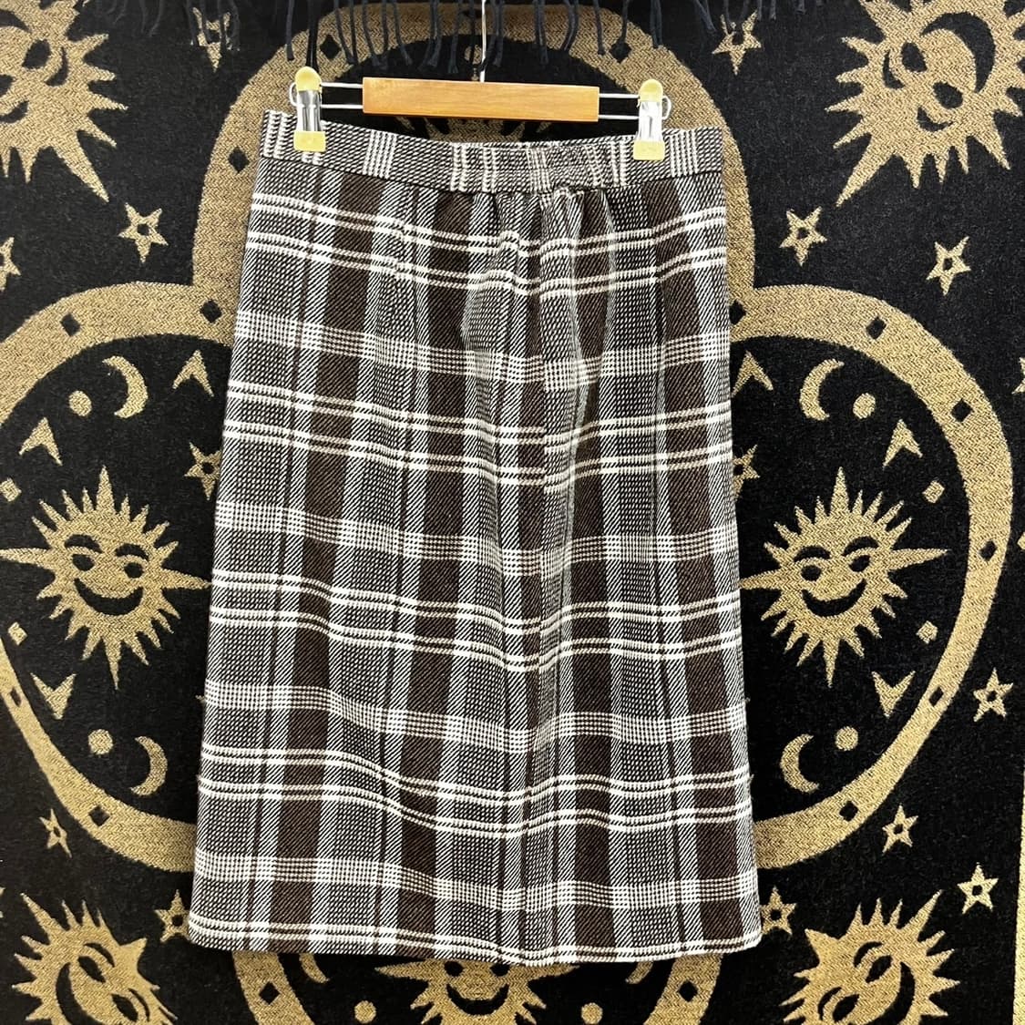 빈티지 모리걸 헤링본 체크 일자핏 미디스커트 K0147 상품이미지4