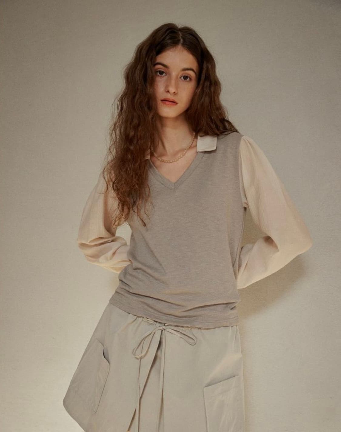 Ouro 아우로 져지 셔츠 탑 moss 색상 상품이미지1