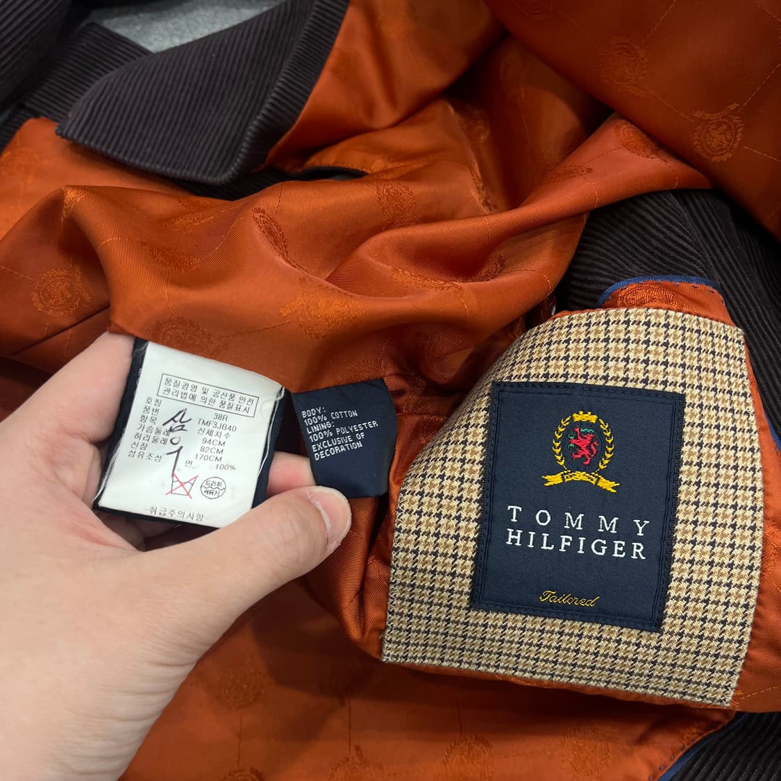 38R 타미힐피거 브라운 코듀로이 자켓 100 상품이미지7