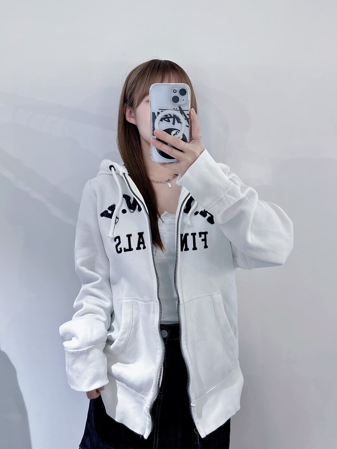 아베크롬비 빅로고 화이트 헤비스웻 후드집업 상품이미지3