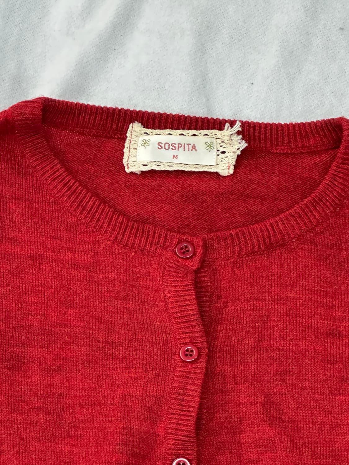 SOSPITA 레드 러블리 베이직 가디건 그런지 히피 가을 하구미  상품이미지4