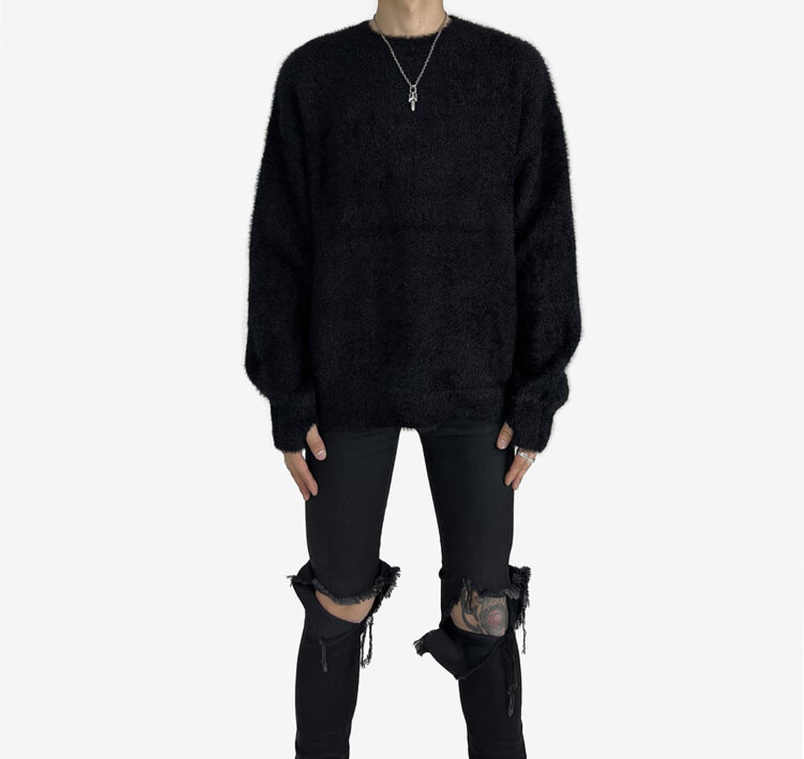 남자 루즈핏 퍼 니트 Fur mohair knit 상품이미지4