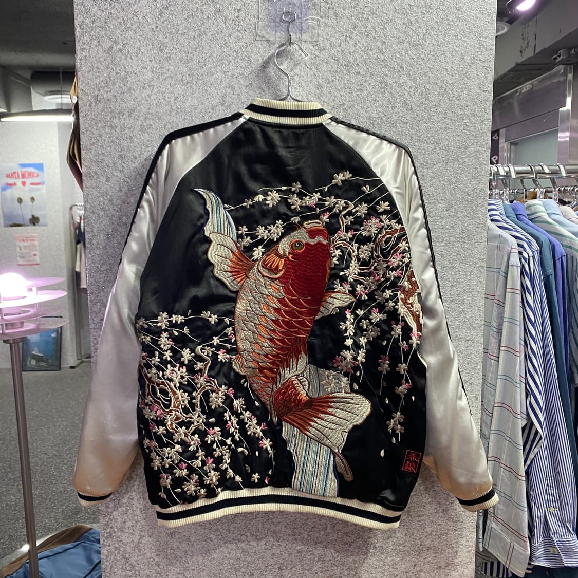 JPN 빈티지 잉어 자수 스카쟌 B4663 상품이미지6