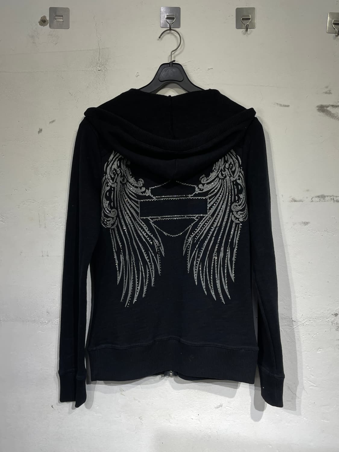 할리데이비슨 큐빅 y2k 날개 자수 후드 집업 XS 상품이미지9