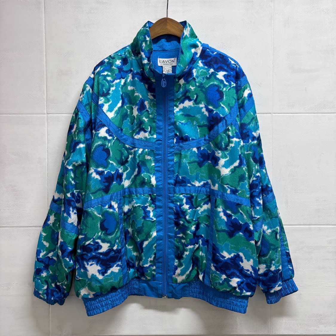 80's 드로잉 패턴 블루종 점퍼 M JPN 상품이미지1