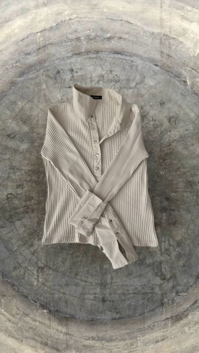 y2k 베이지 버튼 골지 롱슬리브 탑 와이즈걸 와걸 상품이미지1