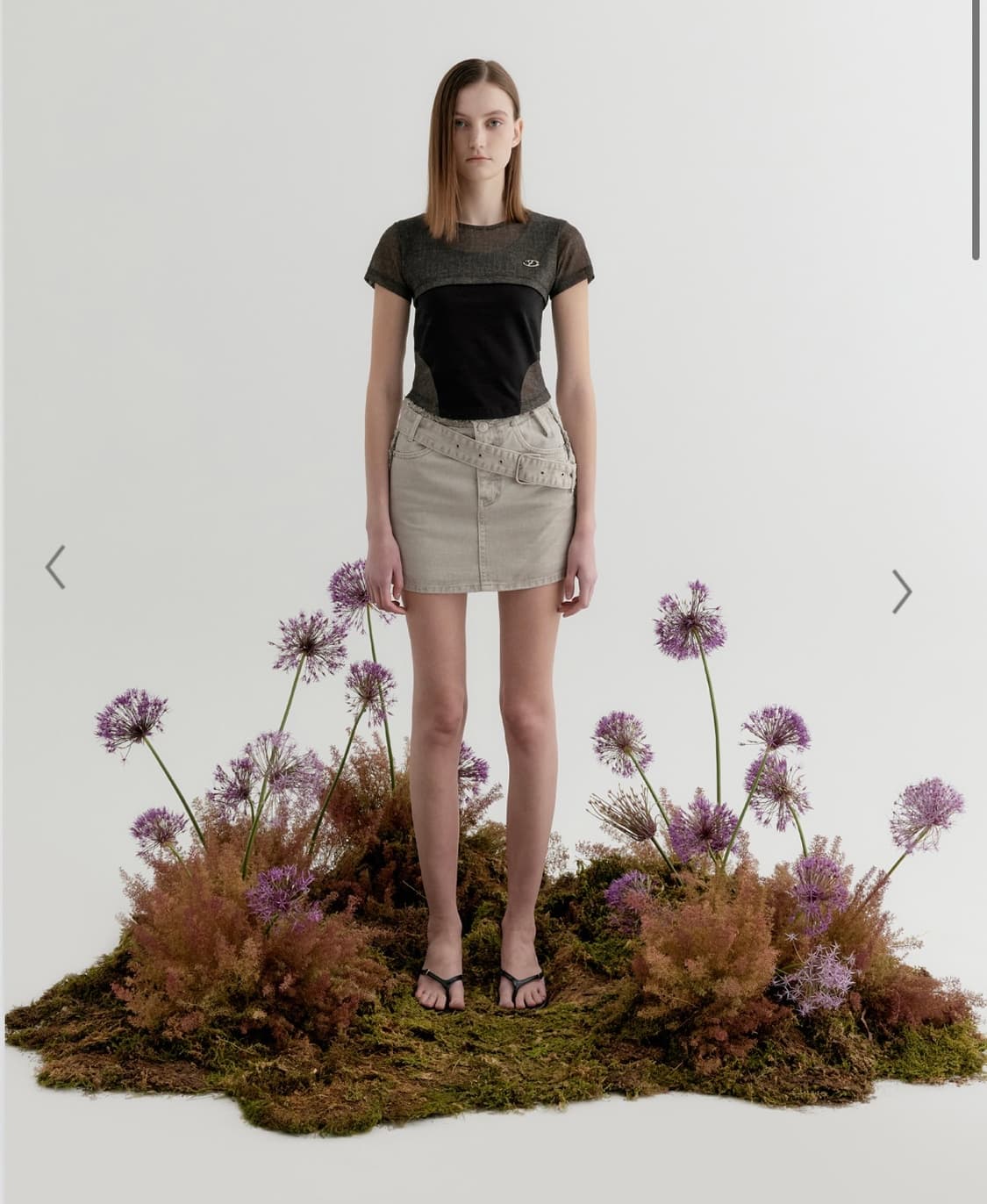 BELTED ROUGH CUTTING DENIM MINI SKIRT 상품이미지1