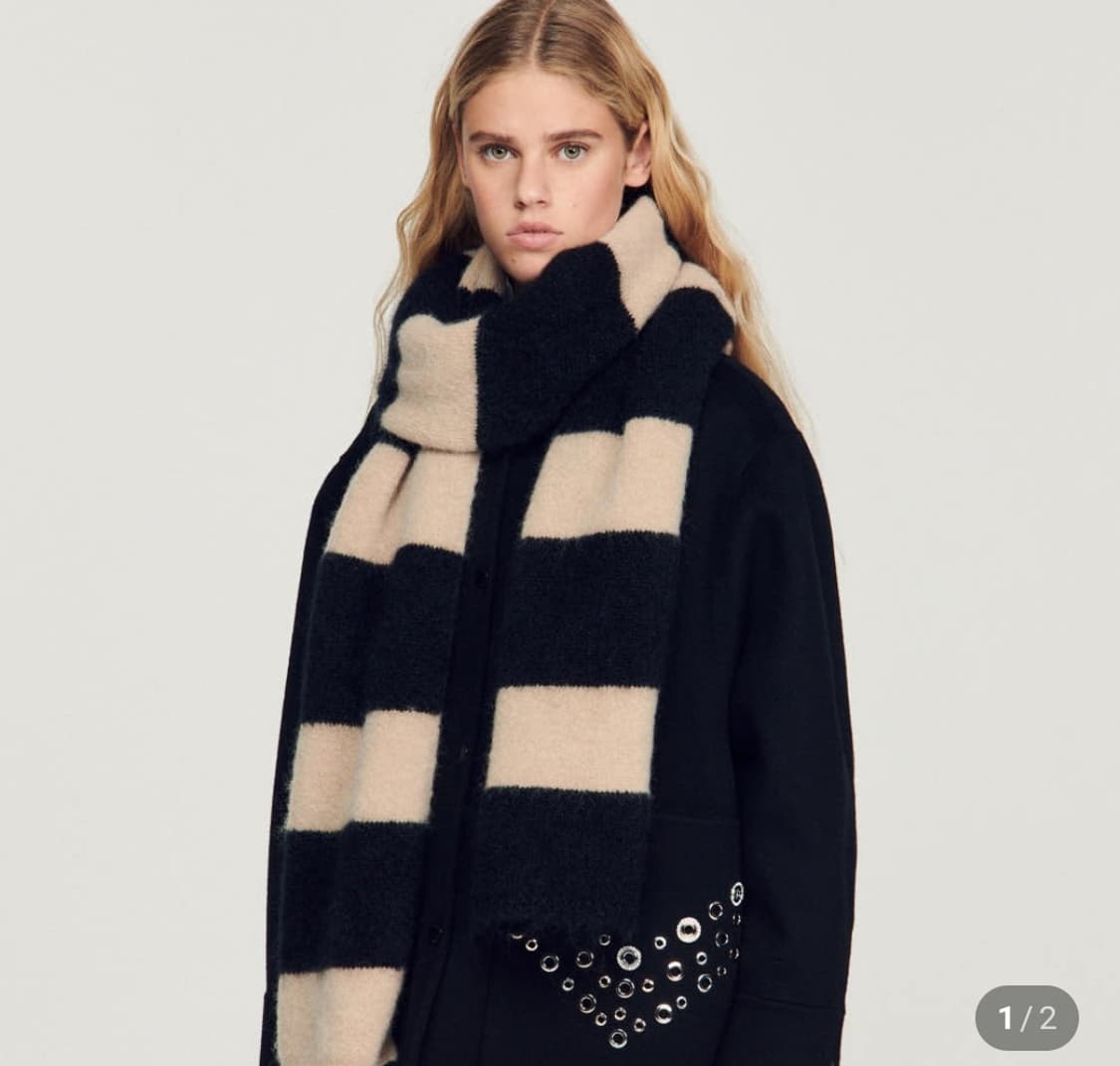 산드로 스트라이프 울 블렌드 머플러 상품이미지1