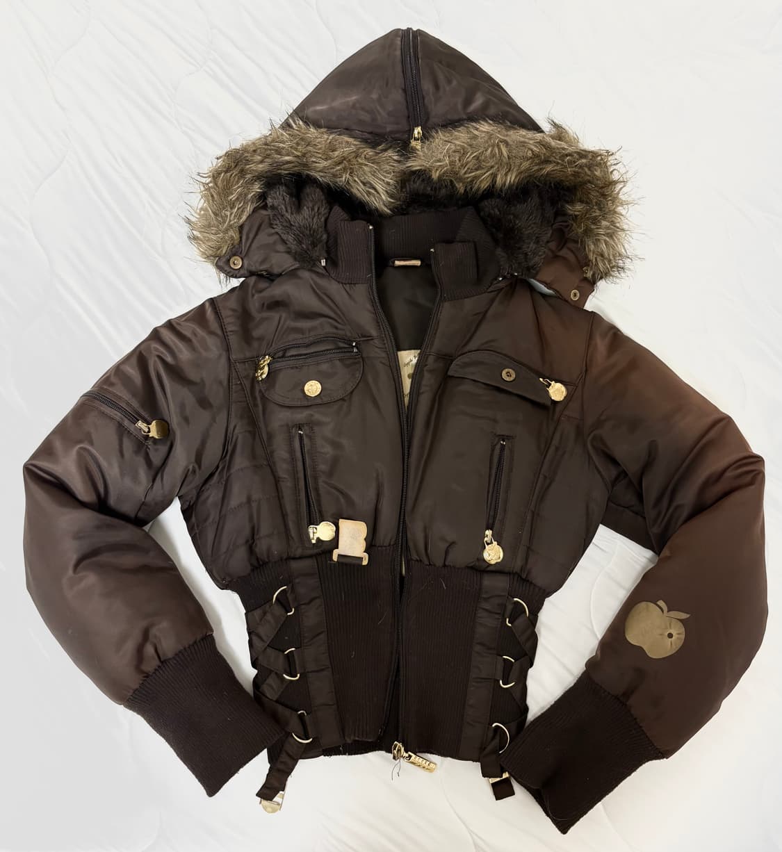 오네갸루 아일렛 라쿤퍼 후드 크롭패딩 상품이미지1