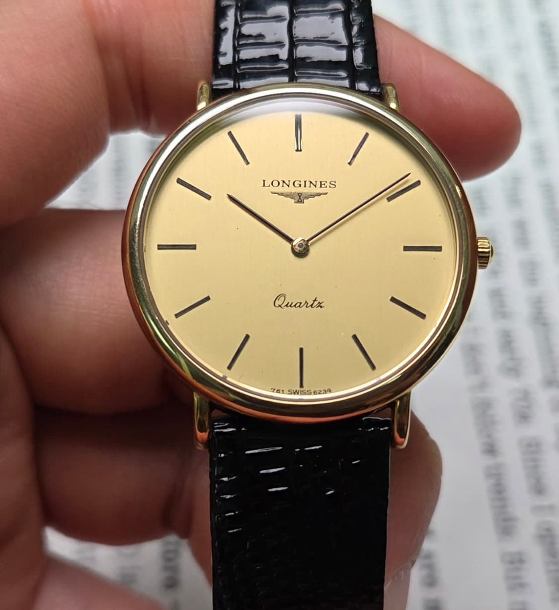 빈티지 론진 황금날개 올금장 슬림쿼츠 드레스워치  상품이미지2
