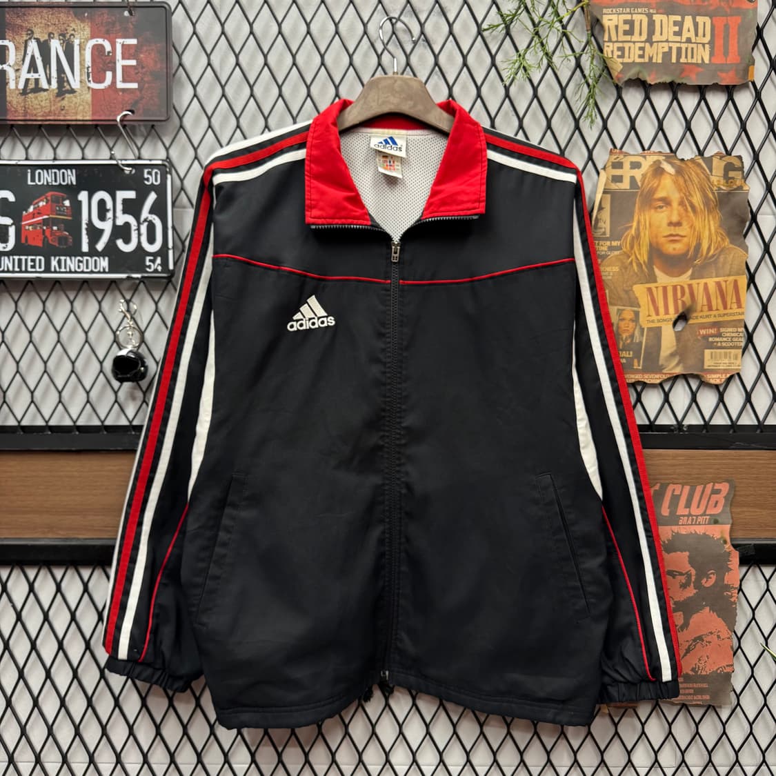 00s 아디다스 올드스쿨 메쉬 안감 트랙자켓 레드 블랙 상품이미지1