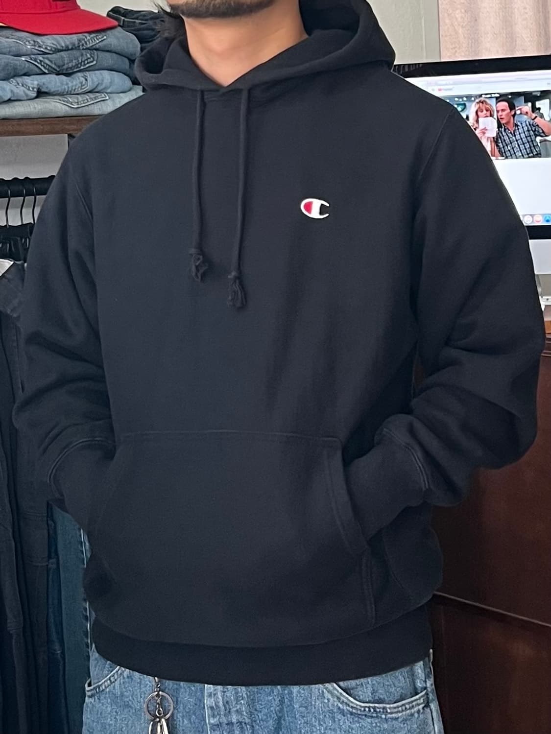 Champion 챔피온 리버스위브 후드 블랙 M 상품이미지1