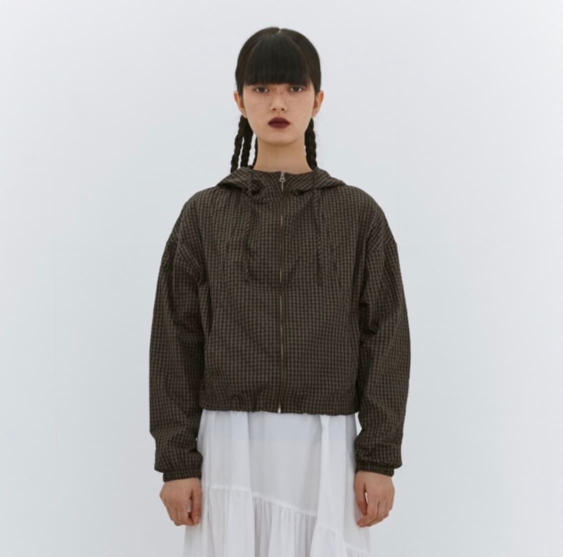 버뮬라 글로시 후디 아노락(카키 브라운) 상품이미지1