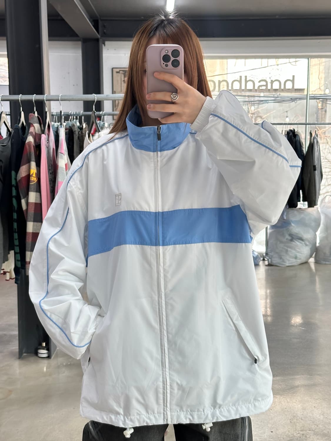 나이키 올드스쿨 스포티 윈드브레이커자켓 화이트소라 데드스탁 상품이미지1