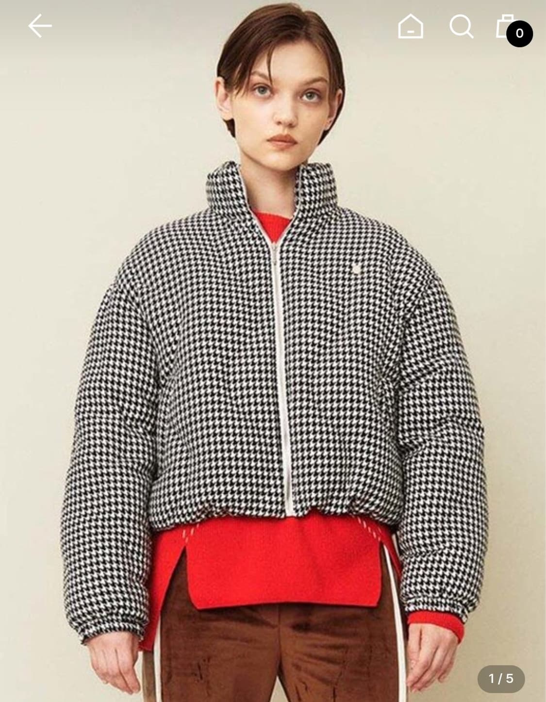 Kijun 기준 하운드투스 패턴 덕다운 패딩 M사이즈 상품이미지1