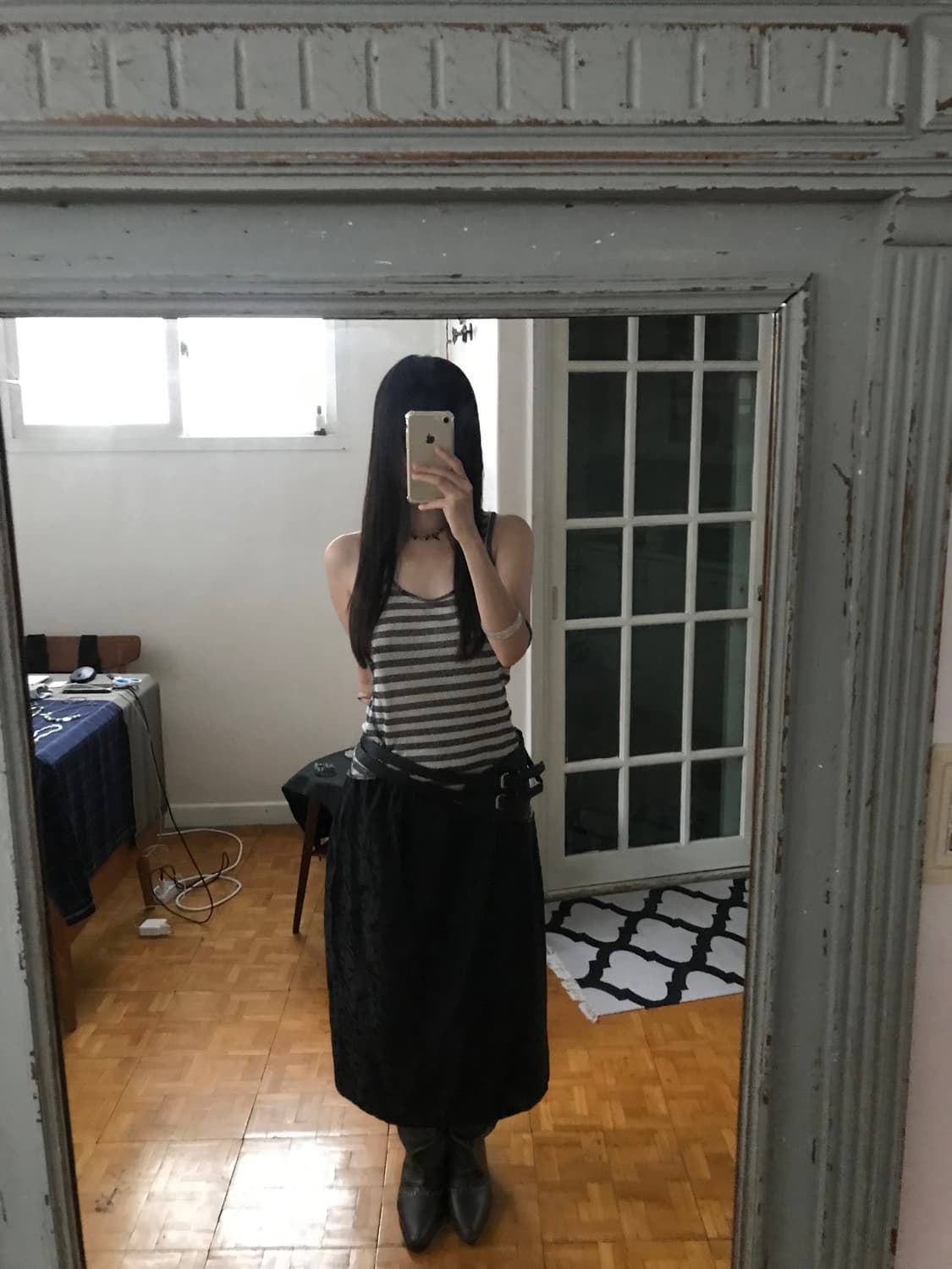 vintage pattern black skirt (29inch) 상품이미지5