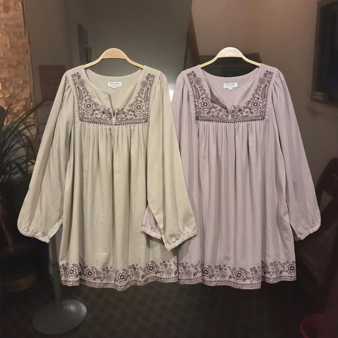 일본 빈티지 베이지 루즈핏 자수 모리걸 블라우스 상품이미지4