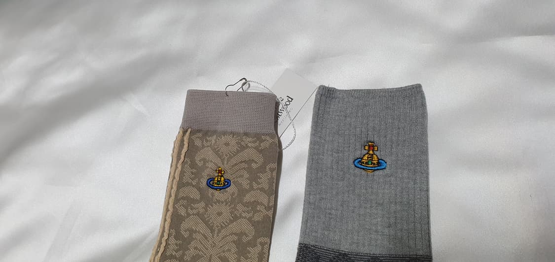 브라운 그레이 하트 민들레 레이스 패턴 비비안웨스트우드 양말  상품이미지10